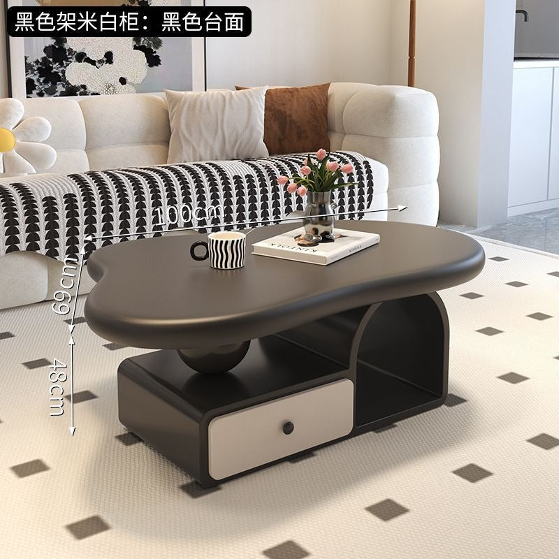 Cream cloud coffee table small apartment living room for home movable cart modern light luxury classy storage tea table