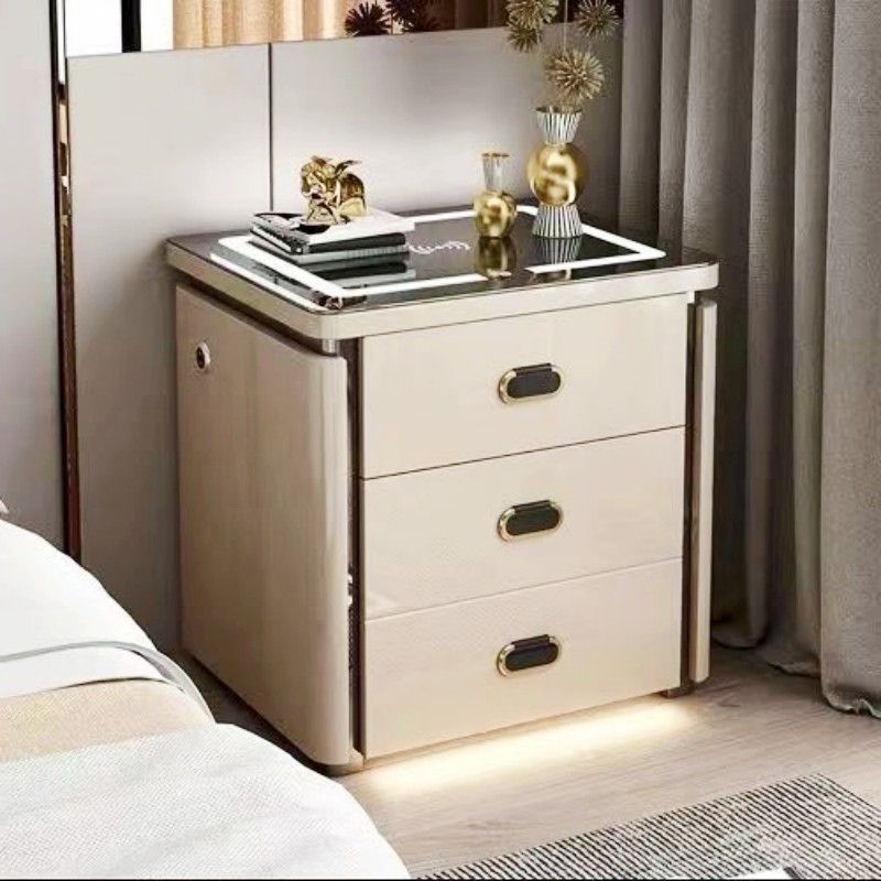 Smart home bedside table safe - all-in-one multifunctional wireless charging safe for bedroom bedside storage