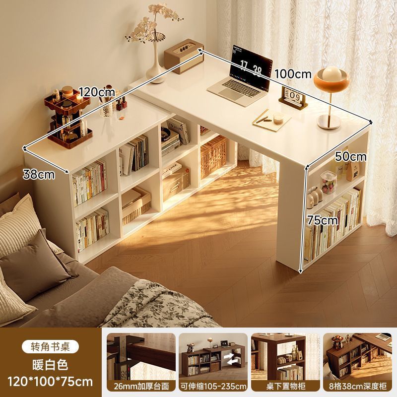 Corner desk bookshelf bookcase all-in-one table bedroom home extendable vanity corner computer desk office desk