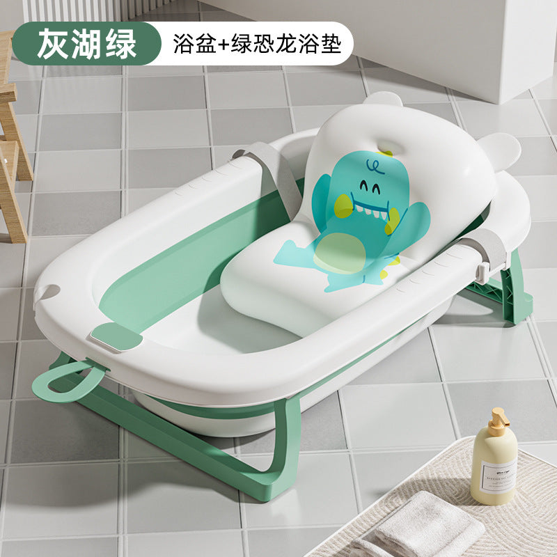 Baby bathtub, infant bathtub, toddler sit-up & recline foldable bath tub, portable home storage for newborn and children's supplies
