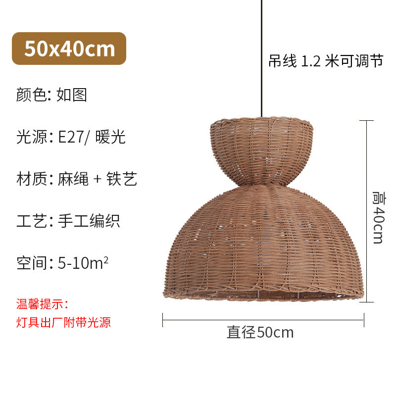 Wabi Silent Wind Retro Rattan Chandelier Personality Japanese Living Room Bedroom Restaurant Homestay Tea Room Bar Designer Lighting