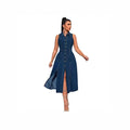 Amazon independent station  cross-border women's denim dress fashion sleeveless slit long dress women