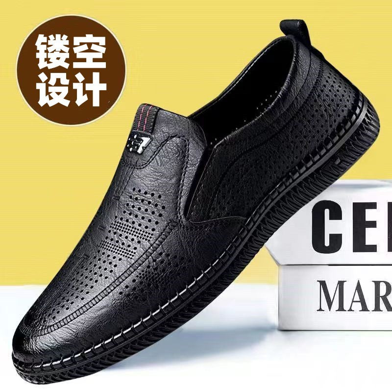 New arrival business hole cool leather shoes men's casual wedding groom british sandals summer breathable youth pointed toe men's shoes