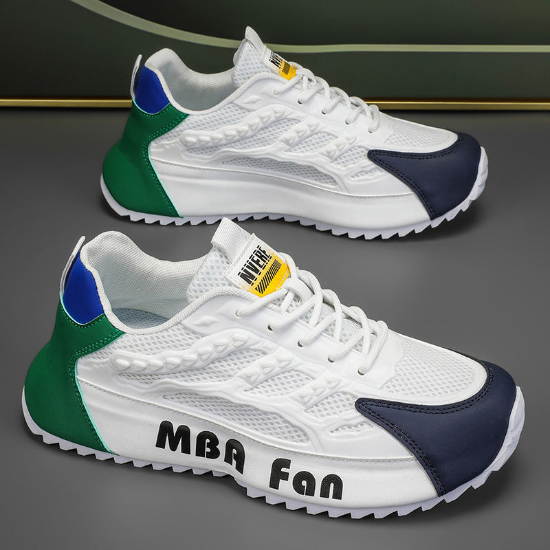 Men's shoes 2025 new winter mesh versatile breathable athletic casual white sneakers height increasing running dad shoes