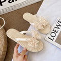 Women's summer flip-flops: fashionable floral & bowknot design, trendy thong sandals, beach shoes, non-slip slides for seaside wear