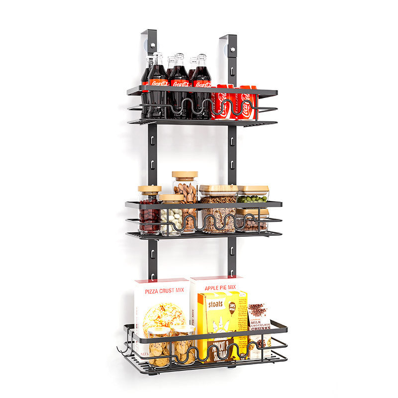 Cross-border hot-selling bathroom, kitchen square tube door, hanging basket, three layers, four layers, five layers, iron powder spraying rack, no punching