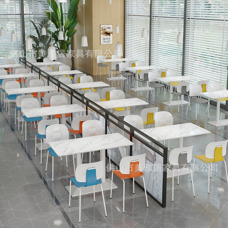 Company staff restaurant School canteen Custody class Table and chair combination 4 people 6 people Staff dining table and chair Rock slab table Commercial