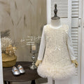 Girls' dress  autumn new collection: chanel-inspired bowknot sequin vest dress set - perfect birthday outfit for baby girls
