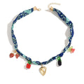 hot-selling flower pendant necklace for women, bohemia resort style, conch, high-end silk scarf, fabric clavicle chain