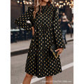 Women's  autumn new arrival v-neck long sleeve printed dot chiffon dress