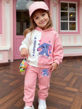 Kids' hoodie set, cross-border hot-selling cartoon animal print girls' fashion hooded sweatshirt and sweatpants set