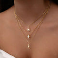 Stackable star necklace wholesale - cross-border fashion jewelry for women - vintage multi-layered light luxury design with diamond-studded teardrop pendant