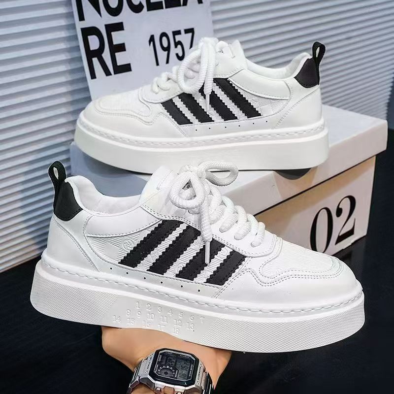 Men's shoes 2025 new winter breathable casual skate shoes versatile thick-soled shoes men's sports student white trendy sneakers