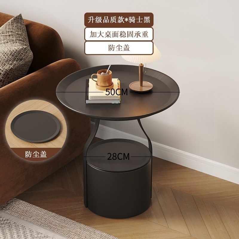 Accessible luxury sofa coffee table movable coffee table small apartment casual bedroom bedside study storage rack balcony round table