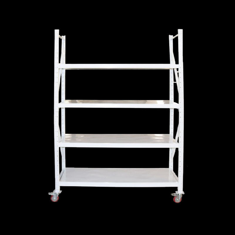 Storage shelves Angle steel shelves Multi-layer household warehouses Stainless steel storage racks Express silent wheel mobile iron racks