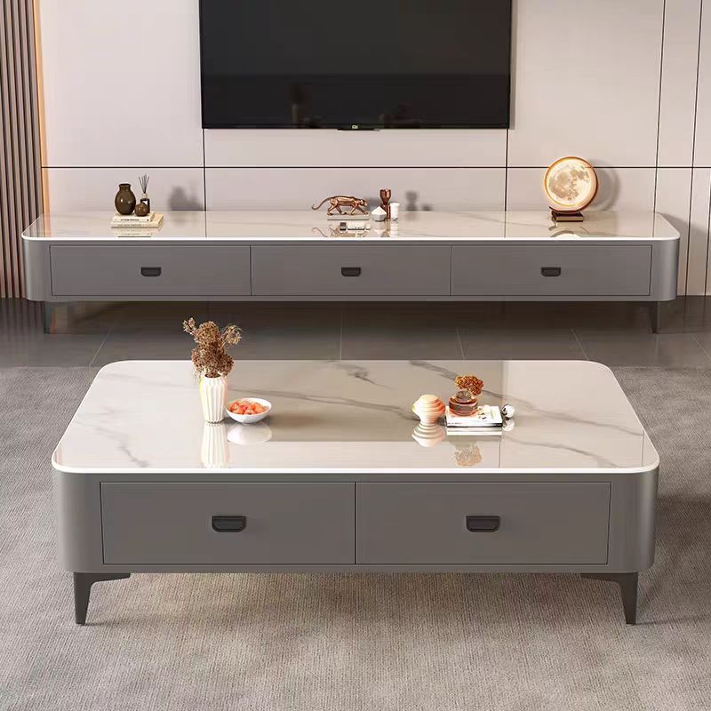 Rock slab coffee table living room for home2026new arrivalaccessible luxury table classy small apartment floor-standing coffee table tv cabinet combination