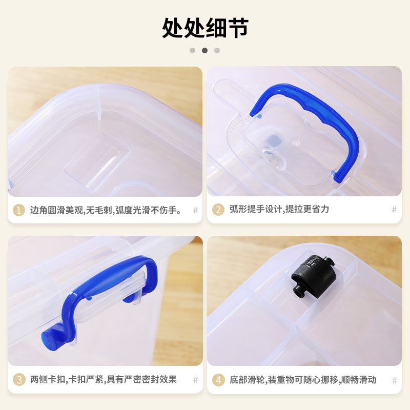Customized plastic transparent storage box, clothes quilt sorting box, large and small storage box, snack toy storage box.