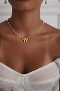 Princess on the run tweed stylebows ball beads titanium steel necklace women's fashioneasiest for matchaccessible luxuryclassy women's neck accessories
