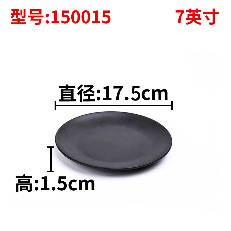 Melamine black tableware plastic dish imitation porcelain dinner plate cold dish plate barbecue hot pot plate barbecue restaurant plate commercial
