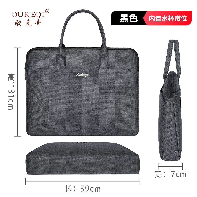 Large capacity zippered business briefcase - waterproof, stylish laptop bag, document organizer for meetings & conferences - custom logo available