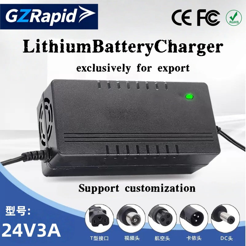 24v3a lithium battery charger 12v36v48v60v72v electric vehicle scooter 110v220v european, british and american