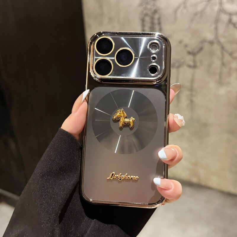 Golden horse star ring magnetic case for apple 17 pro - instantly transform your phone with cd texture, aurora lens protection, and full coverage for apple 15