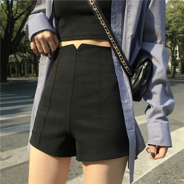 Autumn and summer shorts women's thin high waist outer wear casual small slim hot pants tight underwear black pants