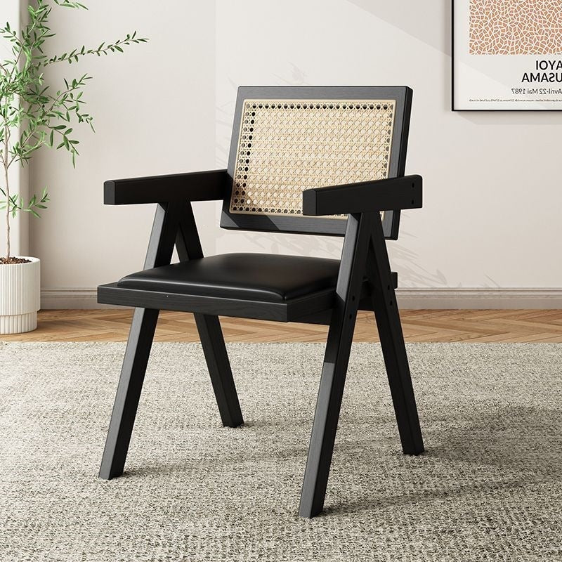 Scandinavian solid wood for home rattan balcony dining chair stool backrest b&b casualcasual rattan chair chandigarh chair