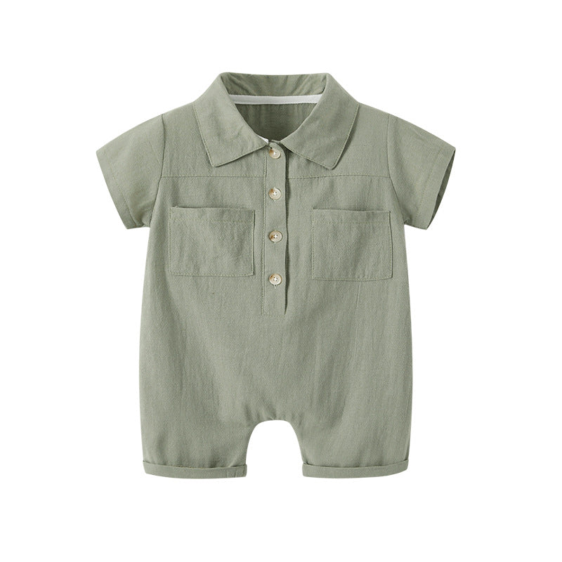 Newborn baby summer clothes - lightweight & adorable: newborn romper for baby boys - summer collection, perfect for first birthday celebrations - cute turn-down collar onesie