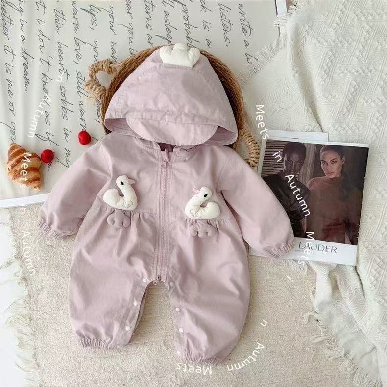 Spring & fall super cute jumpsuit for going out baby jacket autumn clothes baby hooded romper cute going out clothes trendy
