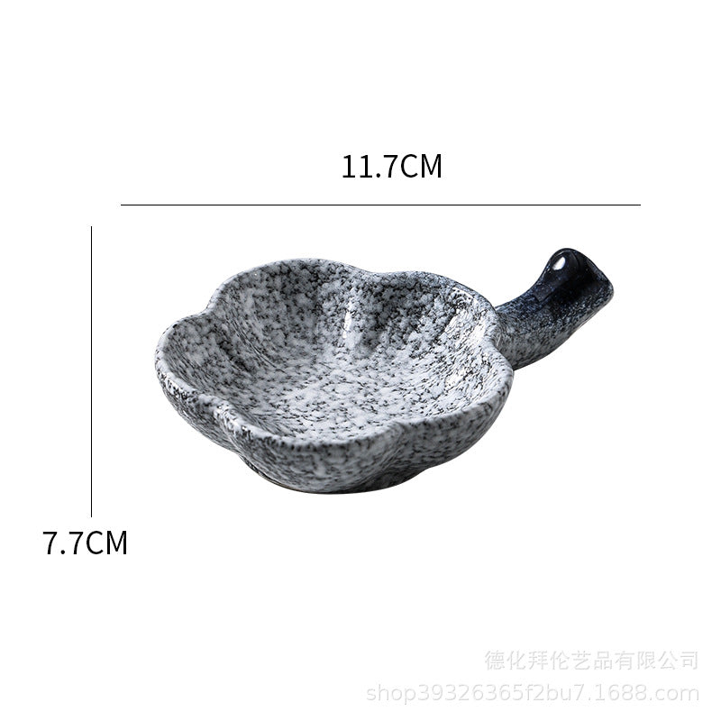 Japanese retro ceramic plate - minimalist plum blossom dish with handle, mustard sauce saucer, hotel-style sauce and condiment dish - wholesale