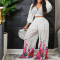Q094 independent station spring new arrivalfashionelegantv neck bat sleeve chiffon tops high waistloose pants african suit