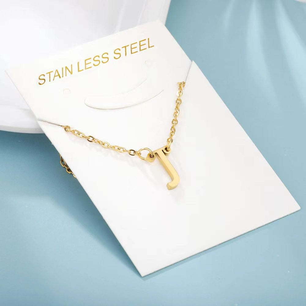 European and american cross-border fashion titanium steel 26 letter necklace, elegant 18k gold stainless steel minimalist versatile choker