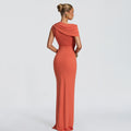 women's clothing  new arrival: elegant solid color one-shoulder cutout maxi dress - slim fit, waist-cinching, bodycon dress