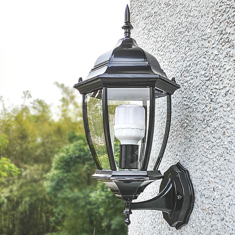 Outdoor wall light waterproof antique courtyard lamp european style outdoor villa pillar wall lamp luxury hexagonal wall sconce - hardwired