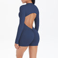 Fashioncut out beautiful back half open zipper jumpsuit peach butt lift sports fitness nude quick dry jumpsuit yoga clothes