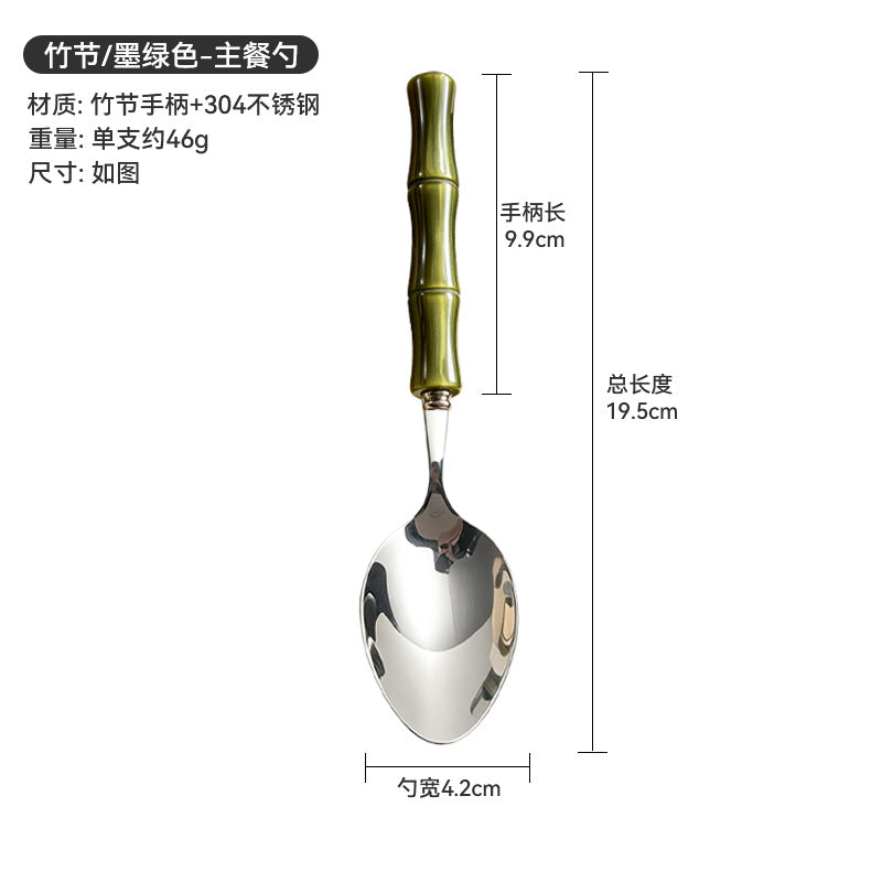 Carefully selected bamboo bead handle stainless steel knife, fork and spoon, western food steak knife, fruit fork, creative tableware suit wholesale