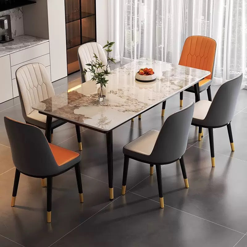 Customized rock slab dining table table and chair combination Hotel restaurant table and chair combination Commercial household living room dining table table and chair combination