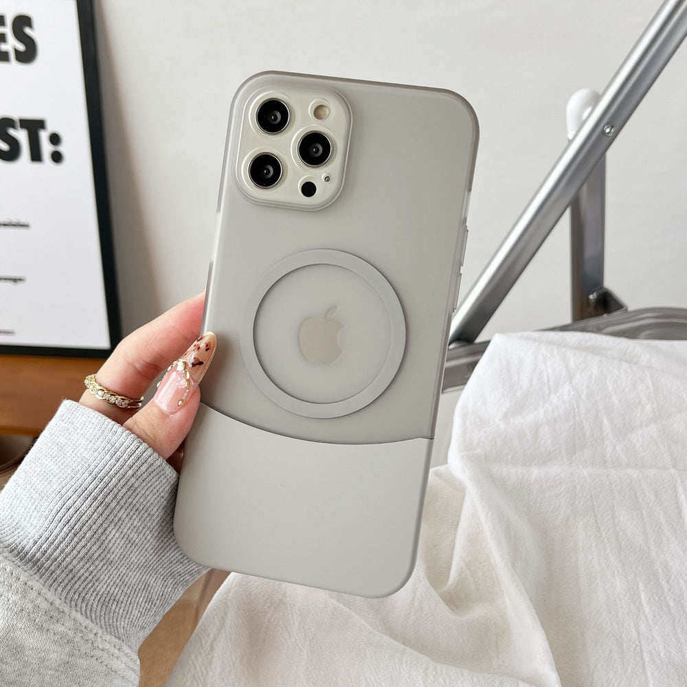 Suitable for iphone17promax splicing contrasting color mobile phone case magnetic suction apple 16 skin-like frosted anti-fall protective cover