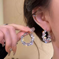 Sparkling zircon exquisite hoop earrings-a1833 silver