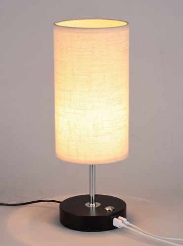 USB charging table lamp wooden base small table lamp  e-commerce  provides E26 zipper lamp holder touch dimming