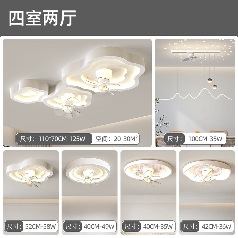 Living room fan light ceiling light dining room bedroom full spectrum silent shaking head fan lighting combination whole house package
