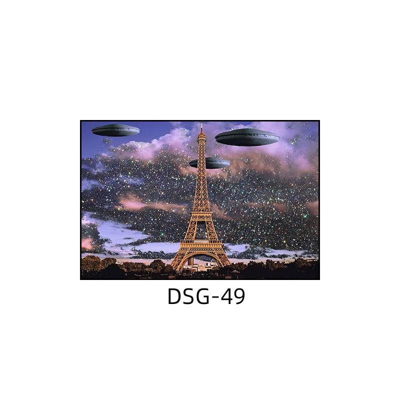 Modern light luxury decorative painting flash diamond figure art clothing store fashion hanging painting bedroom living room paris architecture mural