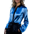 Shipped: bestselling women's satin color block long sleeve top/shirt for independent e-commerce stores