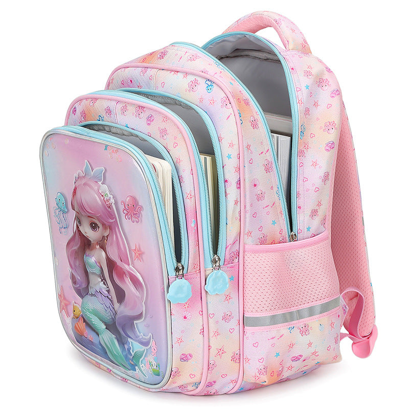 Factory wholesale new mermaid elementary school backpack - lightweight, spine-protecting, 3d transparent shell, cartoon design, large capacity backpack