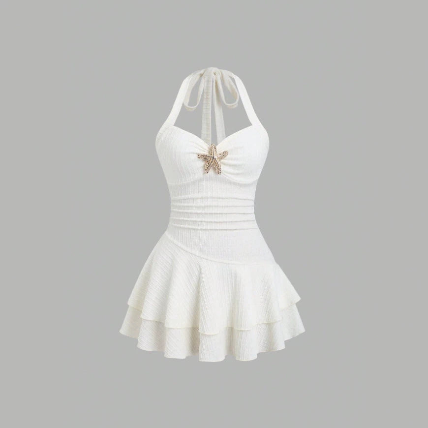 Amazon cross-border cut outbacklesshalternew arrivalshortsilmdress for women