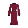 Kayaat cross-border african plus size women's clothing long sleeve slimming look high socialite doll collar dress with belt