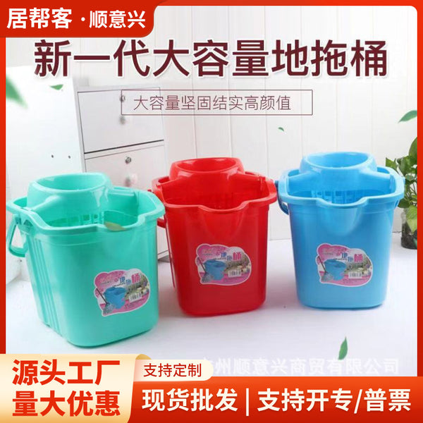 Thickened household mopping bucket with wheel mop bucket Manual lazy mop bucket Large capacity Old-fashioned floor mop bucket Mop bucket