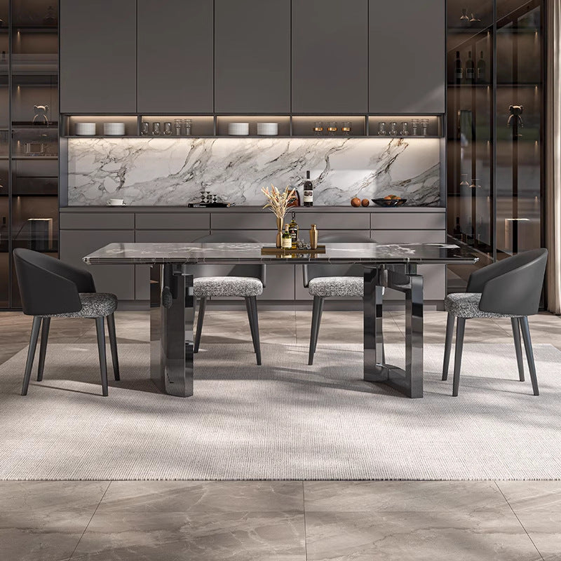 Foshan-made natural marble dining table, a touch of luxury for high-end villas and restaurants. rectangular, suitable for home use, and crafted from premium stone
