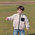 Children's winter cotton-padded jacket: unisex baby loose-fit patchwork lambswool fleece-lined sweatshirt, thickened warm outerwear